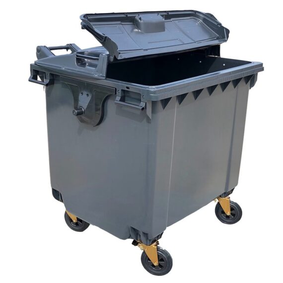 Prügikast 1100 l hall pooleks avaneva kaanega