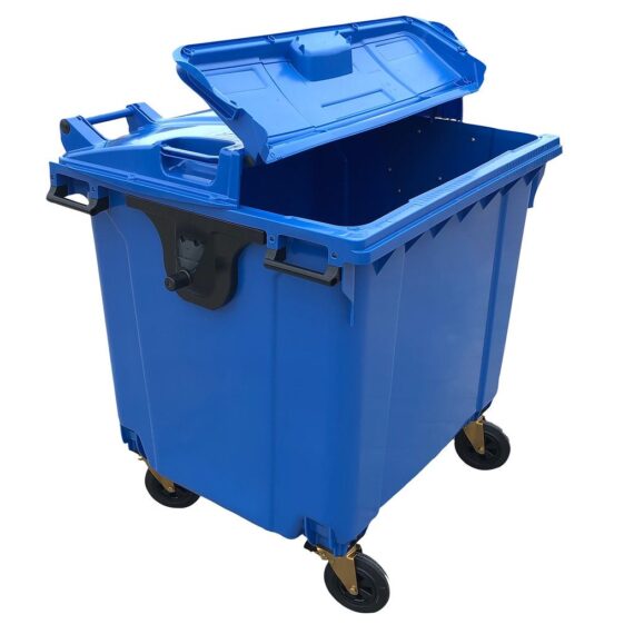 Prügikast 1100 l sinine pooleks avaneva kaanega